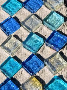 Preview wallpaper mosaic, glass, sand, texture, blue