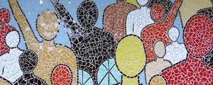 Preview wallpaper mosaic, people, wall, art