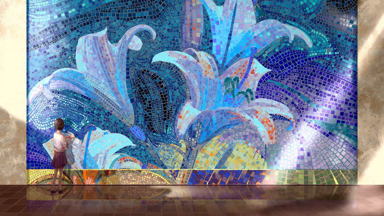 Wallpaper mosaic, picture, girl, art