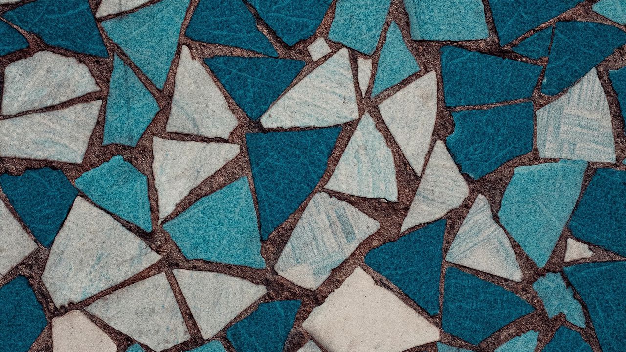 Wallpaper mosaic, texture, shards, blue, white