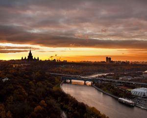 Preview wallpaper moscow, city, landscape, sports kremlin, bridge, river