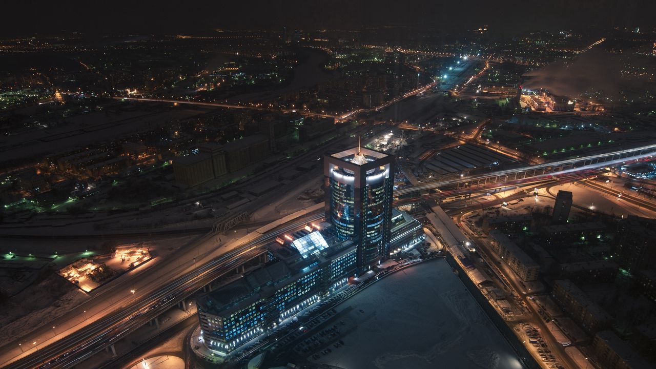 Wallpaper moscow, moscow city, top view, night