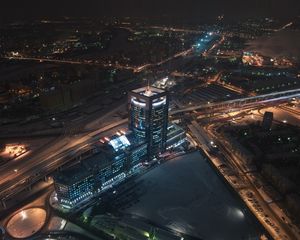 Preview wallpaper moscow, moscow city, top view, night