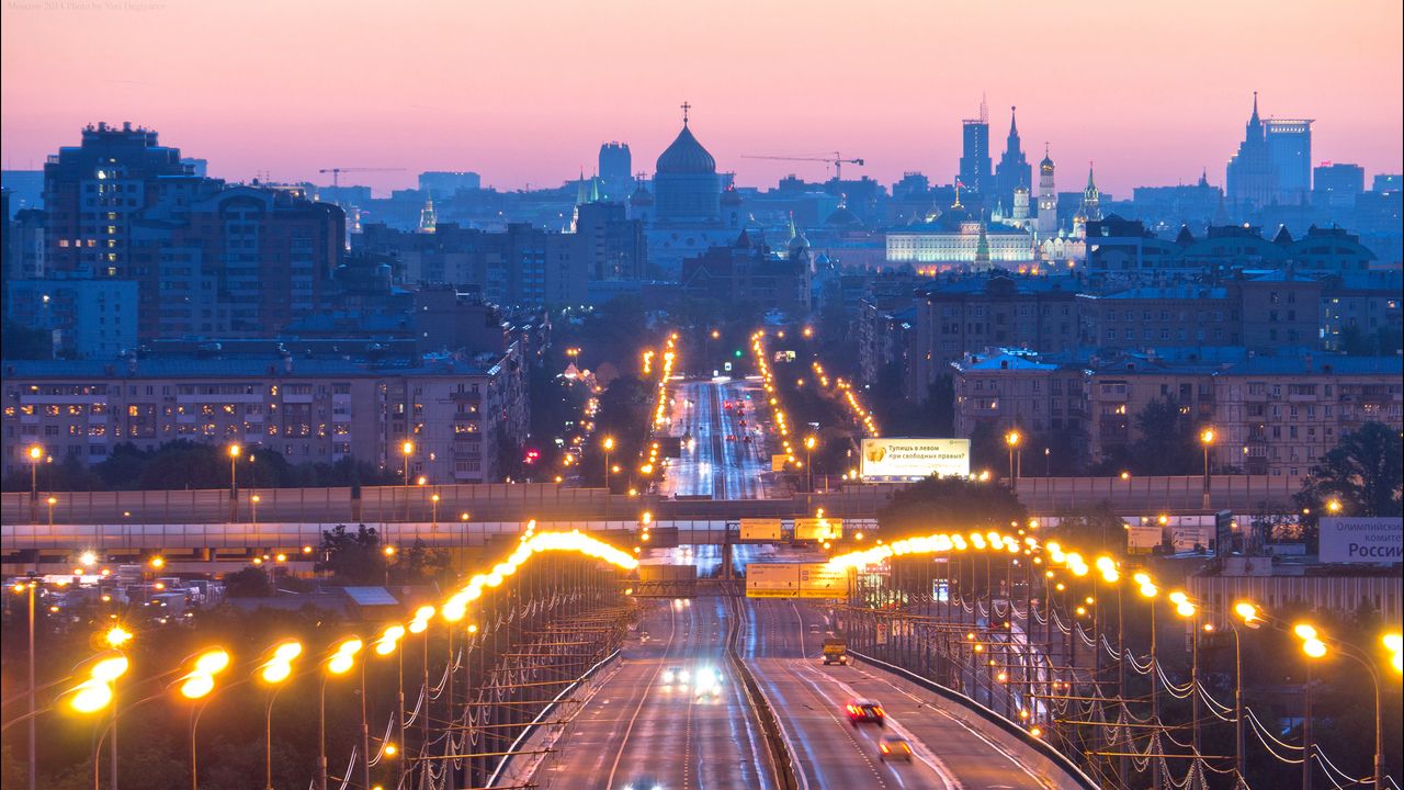 Wallpaper moscow, russia, bridge, night city, lights