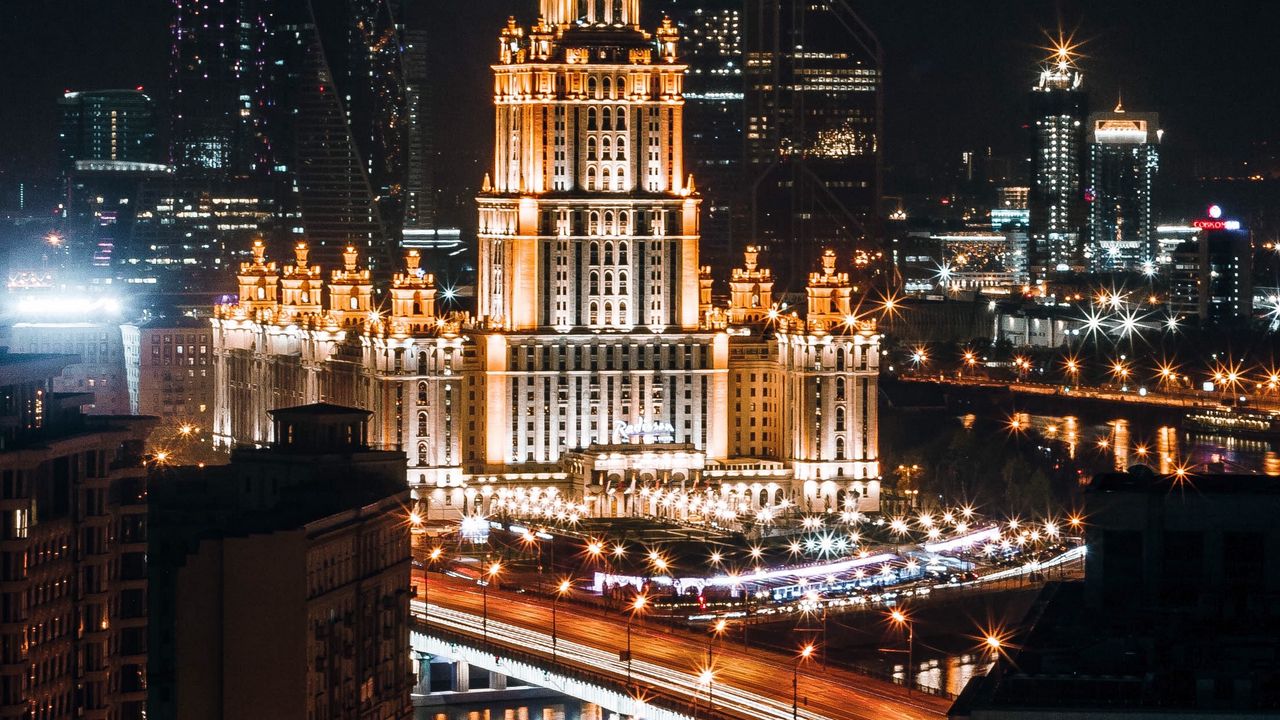 Wallpaper moscow, russia, night city, architecture