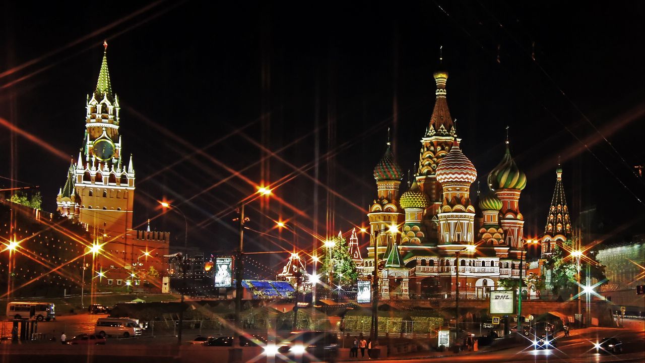 Wallpaper moscow, russia, red square, light, evening