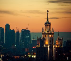 Preview wallpaper moscow, sunset, lights