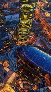 Preview wallpaper moscow, tower, view from above, buildings, capital, russia