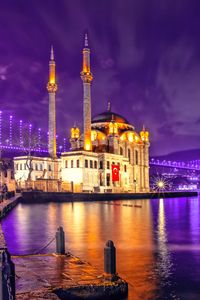 Preview wallpaper mosque, architecture, night city, turkey
