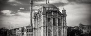 Preview wallpaper mosque, building, architecture, islam, muslim, istanbul, turkey, black and white