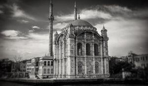 Preview wallpaper mosque, building, architecture, islam, muslim, istanbul, turkey, black and white