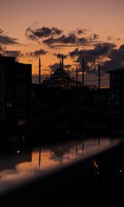 Preview wallpaper mosque, building, twilight, silhouettes, dark