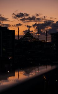 Preview wallpaper mosque, building, twilight, silhouettes, dark