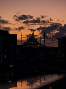 Preview wallpaper mosque, building, twilight, silhouettes, dark