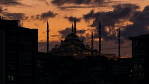 Preview wallpaper mosque, building, twilight, silhouettes, dark