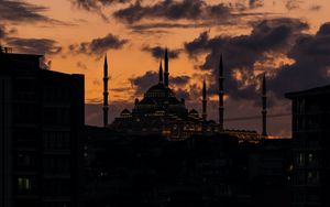 Preview wallpaper mosque, building, twilight, silhouettes, dark