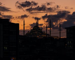 Preview wallpaper mosque, building, twilight, silhouettes, dark