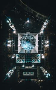 Preview wallpaper mosque, top view, night, architecture, shah alam, malaysia