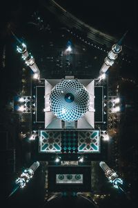 Preview wallpaper mosque, top view, night, architecture, shah alam, malaysia