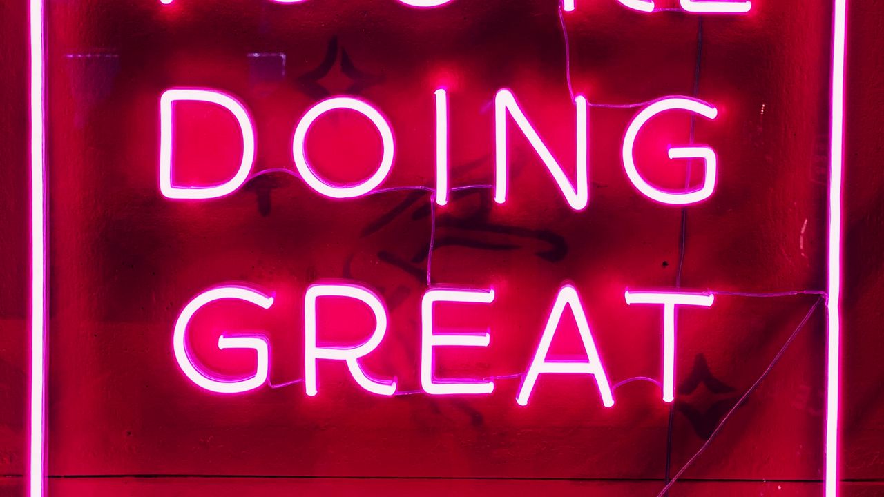 Wallpaper motivation, text, neon, red, glow