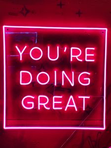 Preview wallpaper motivation, text, neon, red, glow