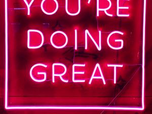 Preview wallpaper motivation, text, neon, red, glow