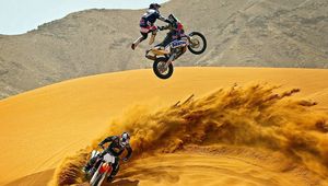Preview wallpaper motocross, desert, motorcycle, sand