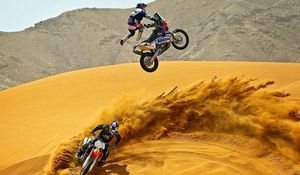 Preview wallpaper motocross, desert, motorcycle, sand