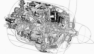 Preview wallpaper motor, mechanism, scheme, black and white