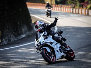 Preview wallpaper motorcycle, bike, biker, motorcyclist, tilt, blur