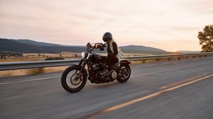 Preview wallpaper motorcycle, bike, biker, road, speed