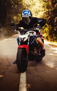 Preview wallpaper motorcycle, bike, biker, motorcyclist, road