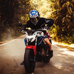 Preview wallpaper motorcycle, bike, biker, motorcyclist, road
