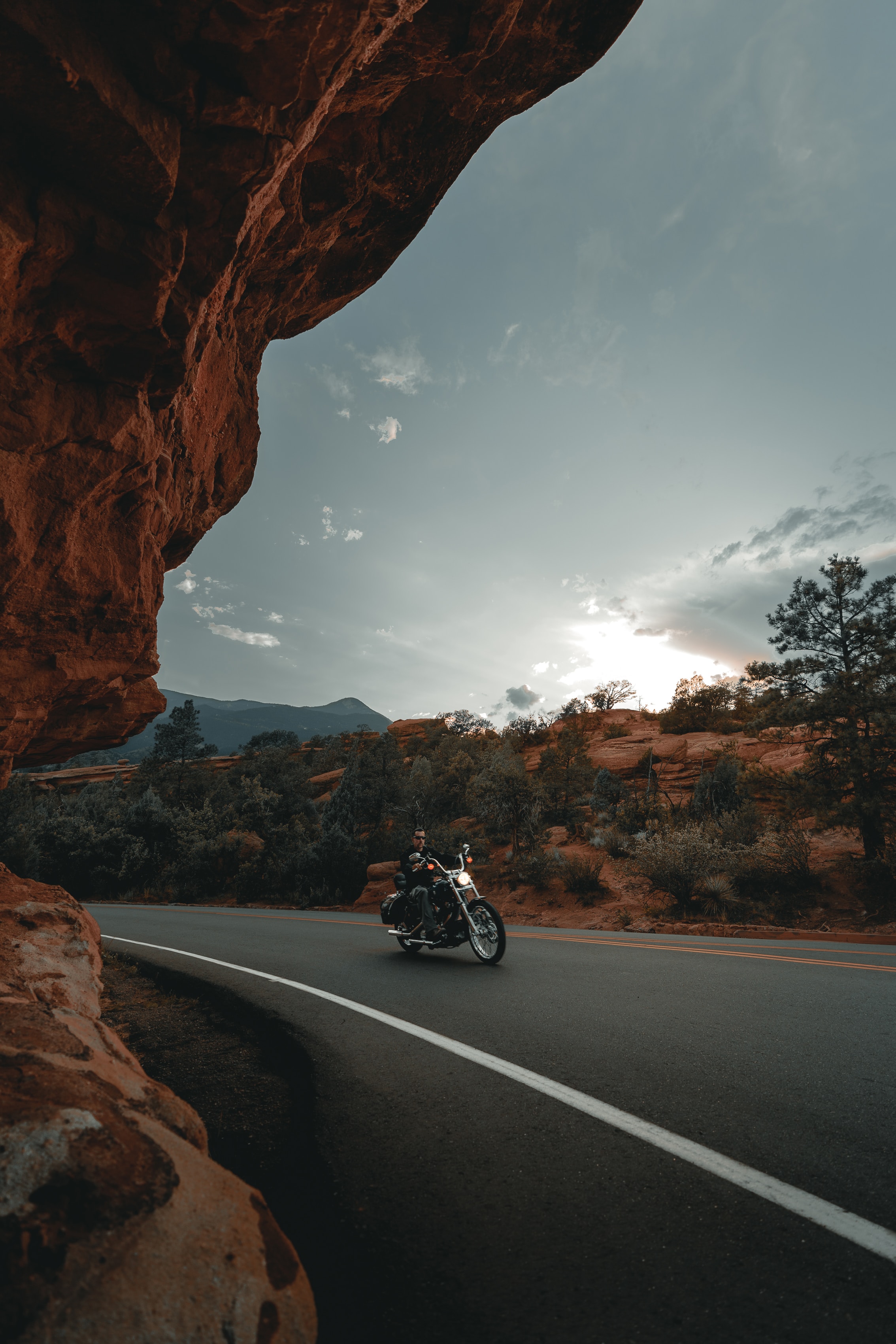 Download wallpaper 2267x3400 motorcycle, bike, biker, rider, road