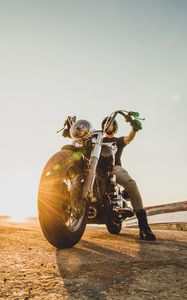 Preview wallpaper motorcycle, bike, biker, motorcyclist, wheel