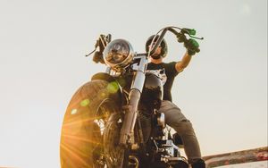 Preview wallpaper motorcycle, bike, biker, motorcyclist, wheel