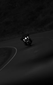 Preview wallpaper motorcycle, bike, biker, motorcyclist, road, night, black