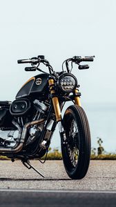 Preview wallpaper motorcycle, bike, black, side view