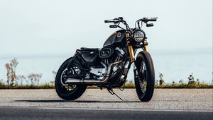 Preview wallpaper motorcycle, bike, black, side view