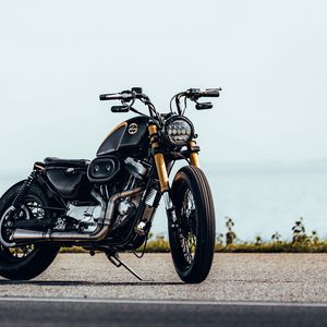 Preview wallpaper motorcycle, bike, black, side view