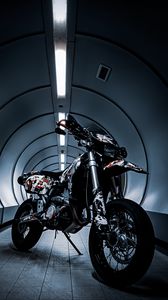Preview wallpaper motorcycle, bike, black, stickers, tunnel