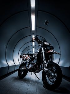 Preview wallpaper motorcycle, bike, black, stickers, tunnel