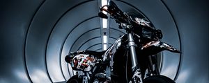 Preview wallpaper motorcycle, bike, black, stickers, tunnel