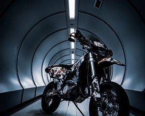 Preview wallpaper motorcycle, bike, black, stickers, tunnel