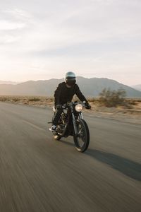 Preview wallpaper motorcycle, bike, black, motorcyclist, speed, road