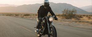 Preview wallpaper motorcycle, bike, black, motorcyclist, speed, road