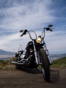 Preview wallpaper motorcycle, bike, black, road
