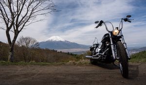 Preview wallpaper motorcycle, bike, black, road
