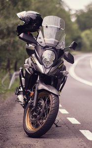Preview wallpaper motorcycle, bike, black, road, turn