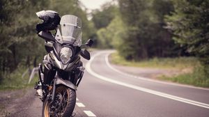 Preview wallpaper motorcycle, bike, black, road, turn